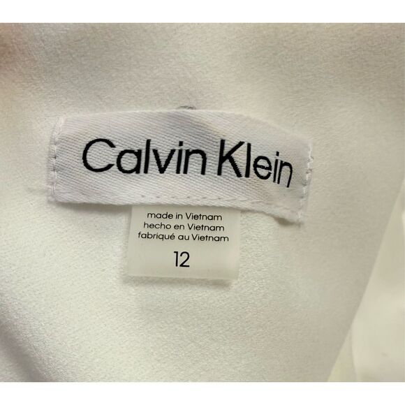 Calvin Klein Women's 3/4 Puff Sleeve Sheath Dress White Size 12 - Picture 10 of 11
